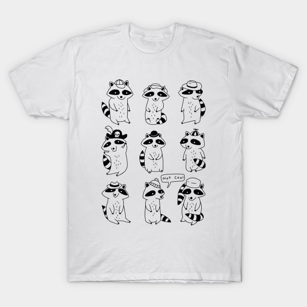 Raccoon Hat Party T-Shirt by obinsun